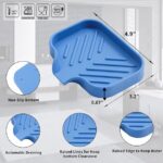 Silicone Bathroom Soap Dishes with Drain Spout-Bathroom and Kitchen Sink Organizer,Sponge Holder,Dish Soap Tray,Perfect for Dispenser,Scrubber,Bottle,Cup on Sink or Counter-Grey