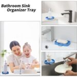 Silicone Bathroom Soap Dishes with Drain Spout-Bathroom and Kitchen Sink Organizer,Sponge Holder,Dish Soap Tray,Perfect for Dispenser,Scrubber,Bottle,Cup on Sink or Counter-Grey