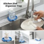 Silicone Bathroom Soap Dishes with Drain Spout-Bathroom and Kitchen Sink Organizer,Sponge Holder,Dish Soap Tray,Perfect for Dispenser,Scrubber,Bottle,Cup on Sink or Counter-Grey