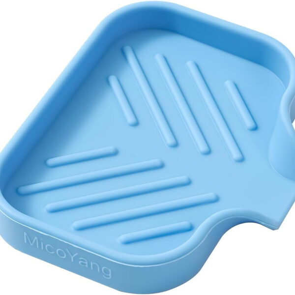 Silicone Bathroom Soap Dishes with Drain Spout-Bathroom and Kitchen Sink Organizer,Sponge Holder,Dish Soap Tray,Perfect for Dispenser,Scrubber,Bottle,Cup on Sink or Counter-Grey