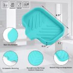 Silicone Bathroom Soap Dishes with Drain Spout-Bathroom and Kitchen Sink Organizer,Sponge Holder,Dish Soap Tray,Perfect for Dispenser,Scrubber,Bottle,Cup on Sink or Counter-Grey