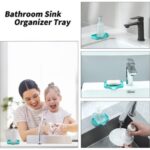 Silicone Bathroom Soap Dishes with Drain Spout-Bathroom and Kitchen Sink Organizer,Sponge Holder,Dish Soap Tray,Perfect for Dispenser,Scrubber,Bottle,Cup on Sink or Counter-Grey