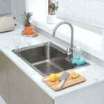 Silicone Bathroom Soap Dishes with Drain Spout-Bathroom and Kitchen Sink Organizer,Sponge Holder,Dish Soap Tray,Perfect for Dispenser,Scrubber,Bottle,Cup on Sink or Counter-Grey