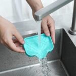 Silicone Bathroom Soap Dishes with Drain Spout-Bathroom and Kitchen Sink Organizer,Sponge Holder,Dish Soap Tray,Perfect for Dispenser,Scrubber,Bottle,Cup on Sink or Counter-Grey