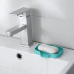 Silicone Bathroom Soap Dishes with Drain Spout-Bathroom and Kitchen Sink Organizer,Sponge Holder,Dish Soap Tray,Perfect for Dispenser,Scrubber,Bottle,Cup on Sink or Counter-Grey