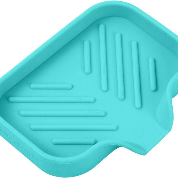 Silicone Bathroom Soap Dishes with Drain Spout-Bathroom and Kitchen Sink Organizer,Sponge Holder,Dish Soap Tray,Perfect for Dispenser,Scrubber,Bottle,Cup on Sink or Counter-Grey