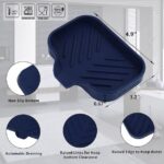 Silicone Bathroom Soap Dishes with Drain Spout-Bathroom and Kitchen Sink Organizer,Sponge Holder,Dish Soap Tray,Perfect for Dispenser,Scrubber,Bottle,Cup on Sink or Counter-Grey