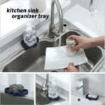 Silicone Bathroom Soap Dishes with Drain Spout-Bathroom and Kitchen Sink Organizer,Sponge Holder,Dish Soap Tray,Perfect for Dispenser,Scrubber,Bottle,Cup on Sink or Counter-Grey