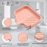 Silicone Bathroom Soap Dishes with Drain Spout-Bathroom and Kitchen Sink Organizer,Sponge Holder,Dish Soap Tray,Perfect for Dispenser,Scrubber,Bottle,Cup on Sink or Counter-Grey