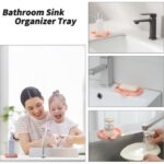 Silicone Bathroom Soap Dishes with Drain Spout-Bathroom and Kitchen Sink Organizer,Sponge Holder,Dish Soap Tray,Perfect for Dispenser,Scrubber,Bottle,Cup on Sink or Counter-Grey