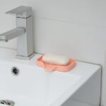Silicone Bathroom Soap Dishes with Drain Spout-Bathroom and Kitchen Sink Organizer,Sponge Holder,Dish Soap Tray,Perfect for Dispenser,Scrubber,Bottle,Cup on Sink or Counter-Grey