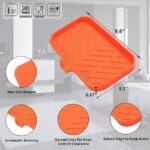 Silicone Bathroom Soap Dishes with Drain Spout-Bathroom and Kitchen Sink Organizer,Sponge Holder,Dish Soap Tray,Perfect for Dispenser,Scrubber,Bottle,Cup on Sink or Counter-Grey