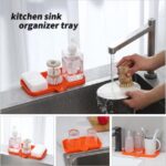 Silicone Bathroom Soap Dishes with Drain Spout-Bathroom and Kitchen Sink Organizer,Sponge Holder,Dish Soap Tray,Perfect for Dispenser,Scrubber,Bottle,Cup on Sink or Counter-Grey