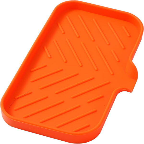 Silicone Bathroom Soap Dishes with Drain Spout-Bathroom and Kitchen Sink Organizer,Sponge Holder,Dish Soap Tray,Perfect for Dispenser,Scrubber,Bottle,Cup on Sink or Counter-Grey