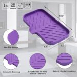 Silicone Bathroom Soap Dishes with Drain Spout-Bathroom and Kitchen Sink Organizer,Sponge Holder,Dish Soap Tray,Perfect for Dispenser,Scrubber,Bottle,Cup on Sink or Counter-Grey