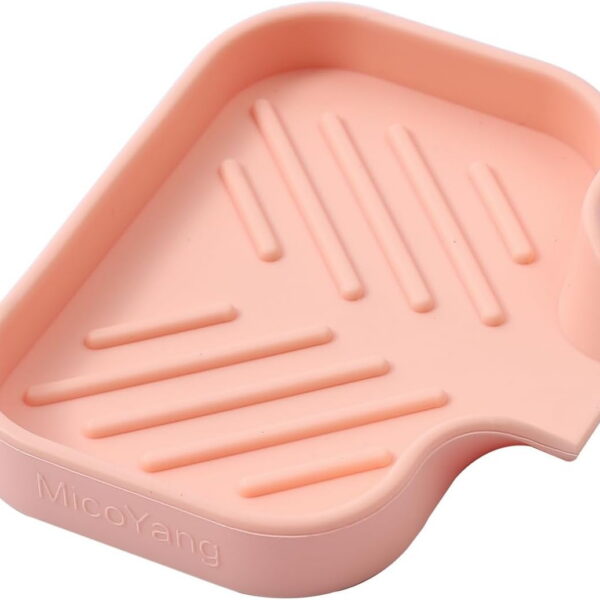 Silicone Bathroom Soap Dishes with Drain Spout-Bathroom and Kitchen Sink Organizer,Sponge Holder,Dish Soap Tray,Perfect for Dispenser,Scrubber,Bottle,Cup on Sink or Counter-Grey