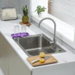Silicone Bathroom Soap Dishes with Drain Spout-Bathroom and Kitchen Sink Organizer,Sponge Holder,Dish Soap Tray,Perfect for Dispenser,Scrubber,Bottle,Cup on Sink or Counter-Grey
