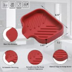 Silicone Bathroom Soap Dishes with Drain Spout-Bathroom and Kitchen Sink Organizer,Sponge Holder,Dish Soap Tray,Perfect for Dispenser,Scrubber,Bottle,Cup on Sink or Counter-Grey