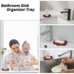 Silicone Bathroom Soap Dishes with Drain Spout-Bathroom and Kitchen Sink Organizer,Sponge Holder,Dish Soap Tray,Perfect for Dispenser,Scrubber,Bottle,Cup on Sink or Counter-Grey
