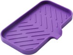 Silicone Bathroom Soap Dishes with Drain Spout-Bathroom and Kitchen Sink Organizer,Sponge Holder,Dish Soap Tray,Perfect for Dispenser,Scrubber,Bottle,Cup on Sink or Counter-Grey