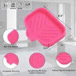 Silicone Bathroom Soap Dishes with Drain Spout-Bathroom and Kitchen Sink Organizer,Sponge Holder,Dish Soap Tray,Perfect for Dispenser,Scrubber,Bottle,Cup on Sink or Counter-Grey
