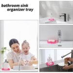 Silicone Bathroom Soap Dishes with Drain Spout-Bathroom and Kitchen Sink Organizer,Sponge Holder,Dish Soap Tray,Perfect for Dispenser,Scrubber,Bottle,Cup on Sink or Counter-Grey