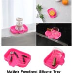Silicone Bathroom Soap Dishes with Drain Spout-Bathroom and Kitchen Sink Organizer,Sponge Holder,Dish Soap Tray,Perfect for Dispenser,Scrubber,Bottle,Cup on Sink or Counter-Grey