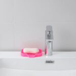 Silicone Bathroom Soap Dishes with Drain Spout-Bathroom and Kitchen Sink Organizer,Sponge Holder,Dish Soap Tray,Perfect for Dispenser,Scrubber,Bottle,Cup on Sink or Counter-Grey