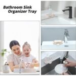 Silicone Bathroom Soap Dishes with Drain Spout-Bathroom and Kitchen Sink Organizer,Sponge Holder,Dish Soap Tray,Perfect for Dispenser,Scrubber,Bottle,Cup on Sink or Counter-Grey