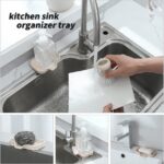 Silicone Bathroom Soap Dishes with Drain Spout-Bathroom and Kitchen Sink Organizer,Sponge Holder,Dish Soap Tray,Perfect for Dispenser,Scrubber,Bottle,Cup on Sink or Counter-Grey