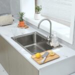 Silicone Bathroom Soap Dishes with Drain Spout-Bathroom and Kitchen Sink Organizer,Sponge Holder,Dish Soap Tray,Perfect for Dispenser,Scrubber,Bottle,Cup on Sink or Counter-Grey