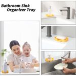 Silicone Bathroom Soap Dishes with Drain Spout-Bathroom and Kitchen Sink Organizer,Sponge Holder,Dish Soap Tray,Perfect for Dispenser,Scrubber,Bottle,Cup on Sink or Counter-Grey
