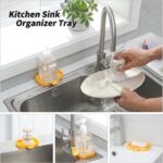Silicone Bathroom Soap Dishes with Drain Spout-Bathroom and Kitchen Sink Organizer,Sponge Holder,Dish Soap Tray,Perfect for Dispenser,Scrubber,Bottle,Cup on Sink or Counter-Grey