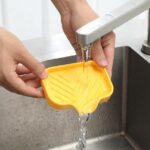 Silicone Bathroom Soap Dishes with Drain Spout-Bathroom and Kitchen Sink Organizer,Sponge Holder,Dish Soap Tray,Perfect for Dispenser,Scrubber,Bottle,Cup on Sink or Counter-Grey