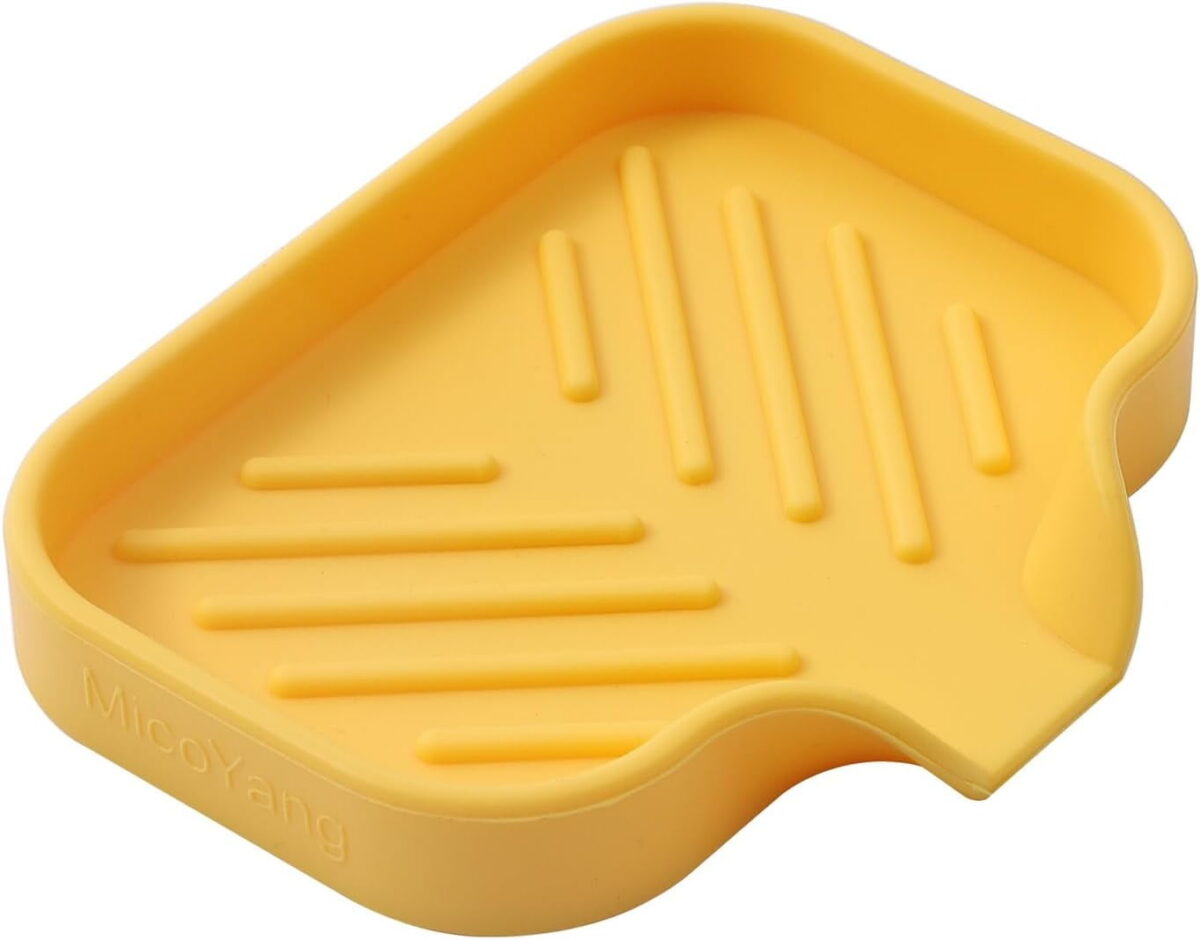 Silicone Bathroom Soap Dishes with Drain Spout-Bathroom and Kitchen Sink Organizer,Sponge Holder,Dish Soap Tray,Perfect for Dispenser,Scrubber,Bottle,Cup on Sink or Counter-Grey