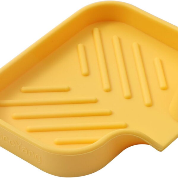 Silicone Bathroom Soap Dishes with Drain Spout-Bathroom and Kitchen Sink Organizer,Sponge Holder,Dish Soap Tray,Perfect for Dispenser,Scrubber,Bottle,Cup on Sink or Counter-Grey