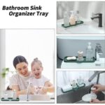 Silicone Bathroom Soap Dishes with Drain Spout-Bathroom and Kitchen Sink Organizer,Sponge Holder,Dish Soap Tray,Perfect for Dispenser,Scrubber,Bottle,Cup on Sink or...