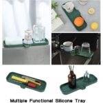Silicone Bathroom Soap Dishes with Drain Spout-Bathroom and Kitchen Sink Organizer,Sponge Holder,Dish Soap Tray,Perfect for Dispenser,Scrubber,Bottle,Cup on Sink or...
