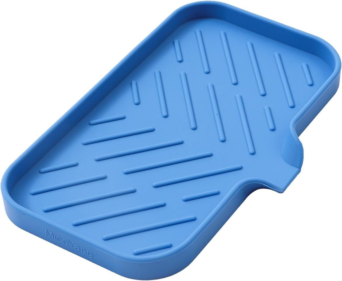 Silicone Bathroom Soap Dishes with Drain Spout-Bathroom and Kitchen Sink Organizer,Sponge Holder,Dish Soap Tray,Perfect for Dispenser,Scrubber,Bottle,Cup on Sink or...