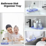 Silicone Bathroom Soap Dishes with Drain Spout-Bathroom and Kitchen Sink Organizer,Sponge Holder,Dish Soap Tray,Perfect for Dispenser,Scrubber,Bottle,Cup on Sink or...