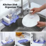 Silicone Bathroom Soap Dishes with Drain Spout-Bathroom and Kitchen Sink Organizer,Sponge Holder,Dish Soap Tray,Perfect for Dispenser,Scrubber,Bottle,Cup on Sink or...