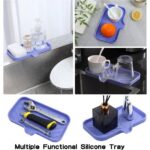 Silicone Bathroom Soap Dishes with Drain Spout-Bathroom and Kitchen Sink Organizer,Sponge Holder,Dish Soap Tray,Perfect for Dispenser,Scrubber,Bottle,Cup on Sink or...
