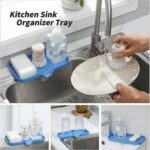 Silicone Bathroom Soap Dishes with Drain Spout-Bathroom and Kitchen Sink Organizer,Sponge Holder,Dish Soap Tray,Perfect for Dispenser,Scrubber,Bottle,Cup on Sink or...