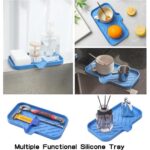 Silicone Bathroom Soap Dishes with Drain Spout-Bathroom and Kitchen Sink Organizer,Sponge Holder,Dish Soap Tray,Perfect for Dispenser,Scrubber,Bottle,Cup on Sink or...