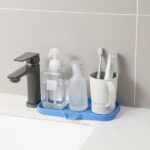Silicone Bathroom Soap Dishes with Drain Spout-Bathroom and Kitchen Sink Organizer,Sponge Holder,Dish Soap Tray,Perfect for Dispenser,Scrubber,Bottle,Cup on Sink or...