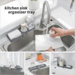 Silicone Bathroom Soap Dishes with Drain Spout-Bathroom and Kitchen Sink Organizer,Sponge Holder,Dish Soap Tray,Perfect for Dispenser,Scrubber,Bottle,Cup on Sink or...