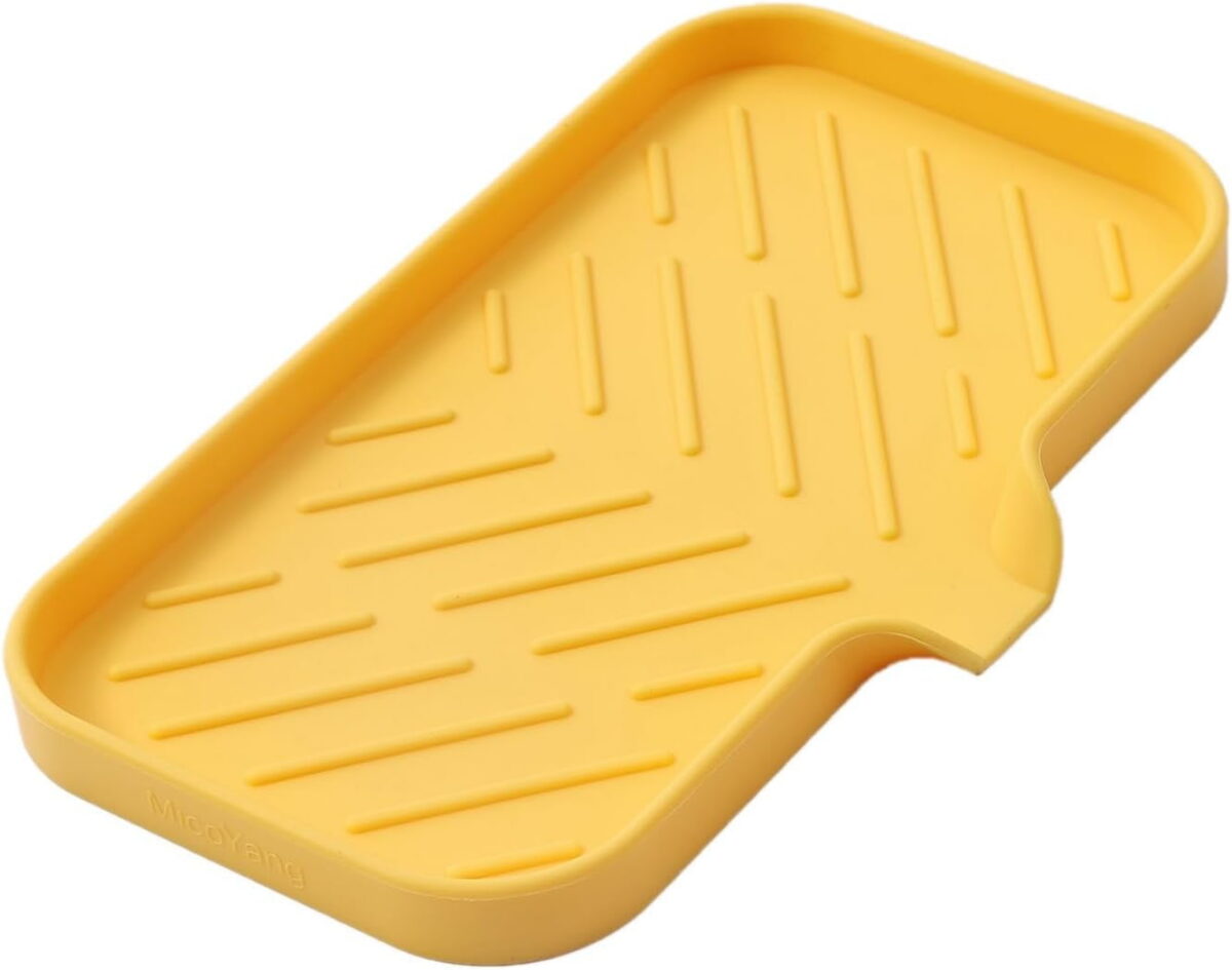 Silicone Bathroom Soap Dishes with Drain Spout-Bathroom and Kitchen Sink Organizer,Sponge Holder,Dish Soap Tray,Perfect for Dispenser,Scrubber,Bottle,Cup on Sink or...