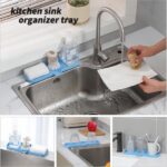 Silicone Bathroom Soap Dishes with Drain Spout-Bathroom and Kitchen Sink Organizer,Sponge Holder,Dish Soap Tray,Perfect for Dispenser,Scrubber,Bottle,Cup on Sink or...
