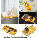 Silicone Bathroom Soap Dishes with Drain Spout-Bathroom and Kitchen Sink Organizer,Sponge Holder,Dish Soap Tray,Perfect for Dispenser,Scrubber,Bottle,Cup on Sink or...