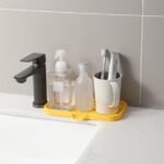 Silicone Bathroom Soap Dishes with Drain Spout-Bathroom and Kitchen Sink Organizer,Sponge Holder,Dish Soap Tray,Perfect for Dispenser,Scrubber,Bottle,Cup on Sink or...